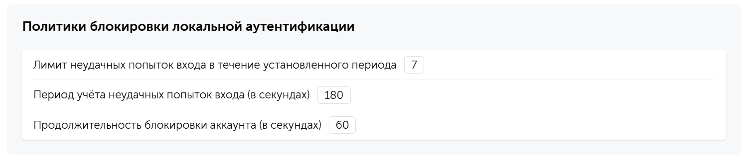 Пример интерфейса Пассворка и настроек блокировки аккаунта