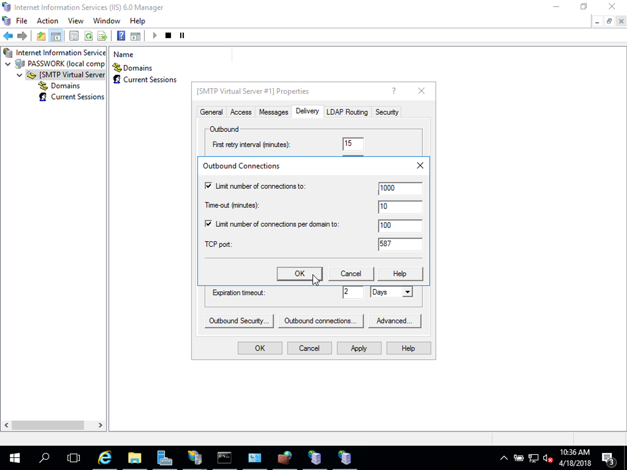 Outbound connections — настройка порта