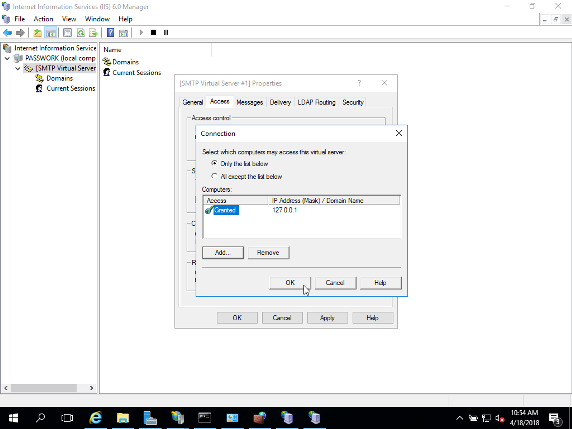 Access → Connection — разрешённые IP