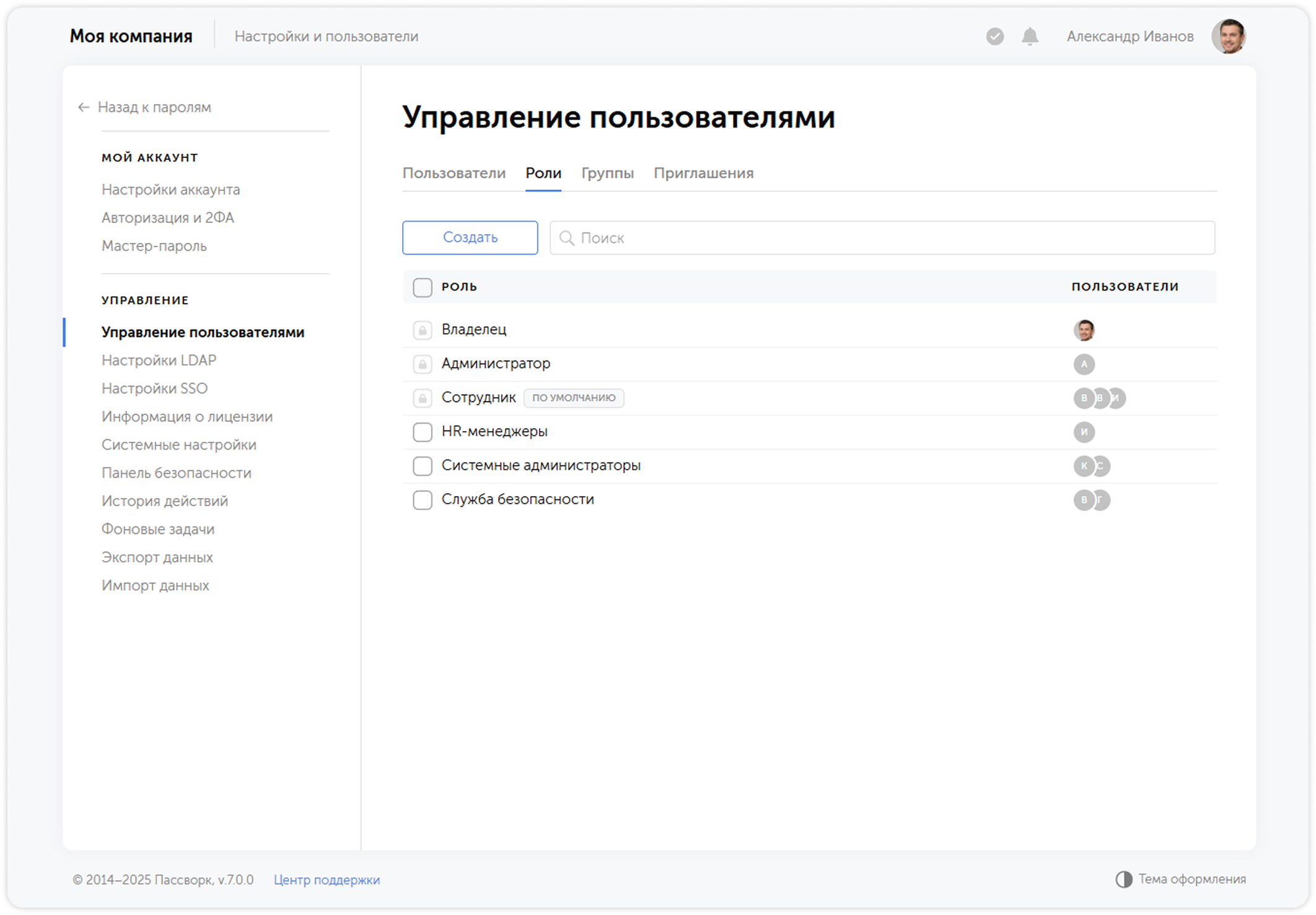 Базовые роли пользователей