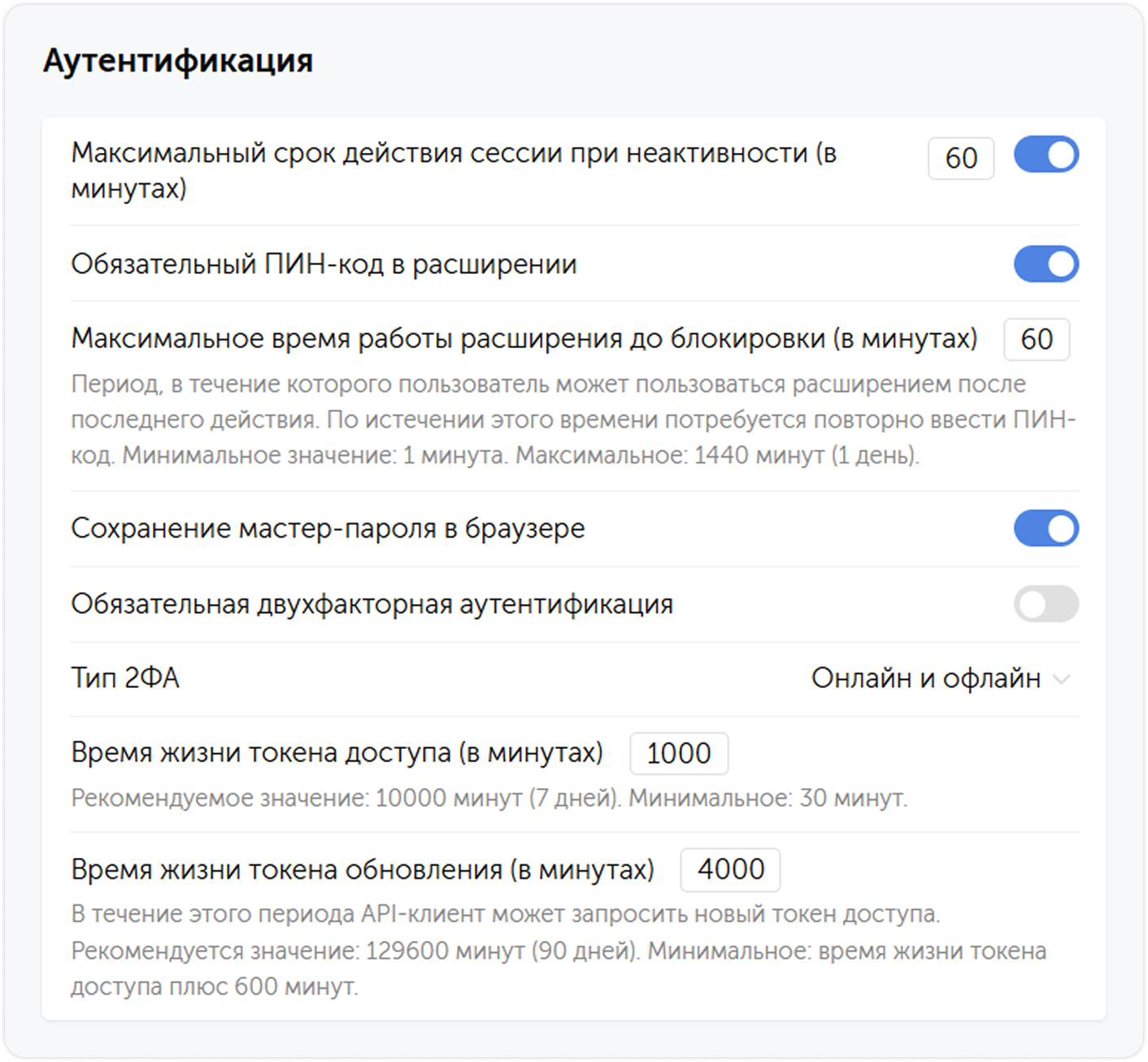 Права на авторизацию и 2ФА