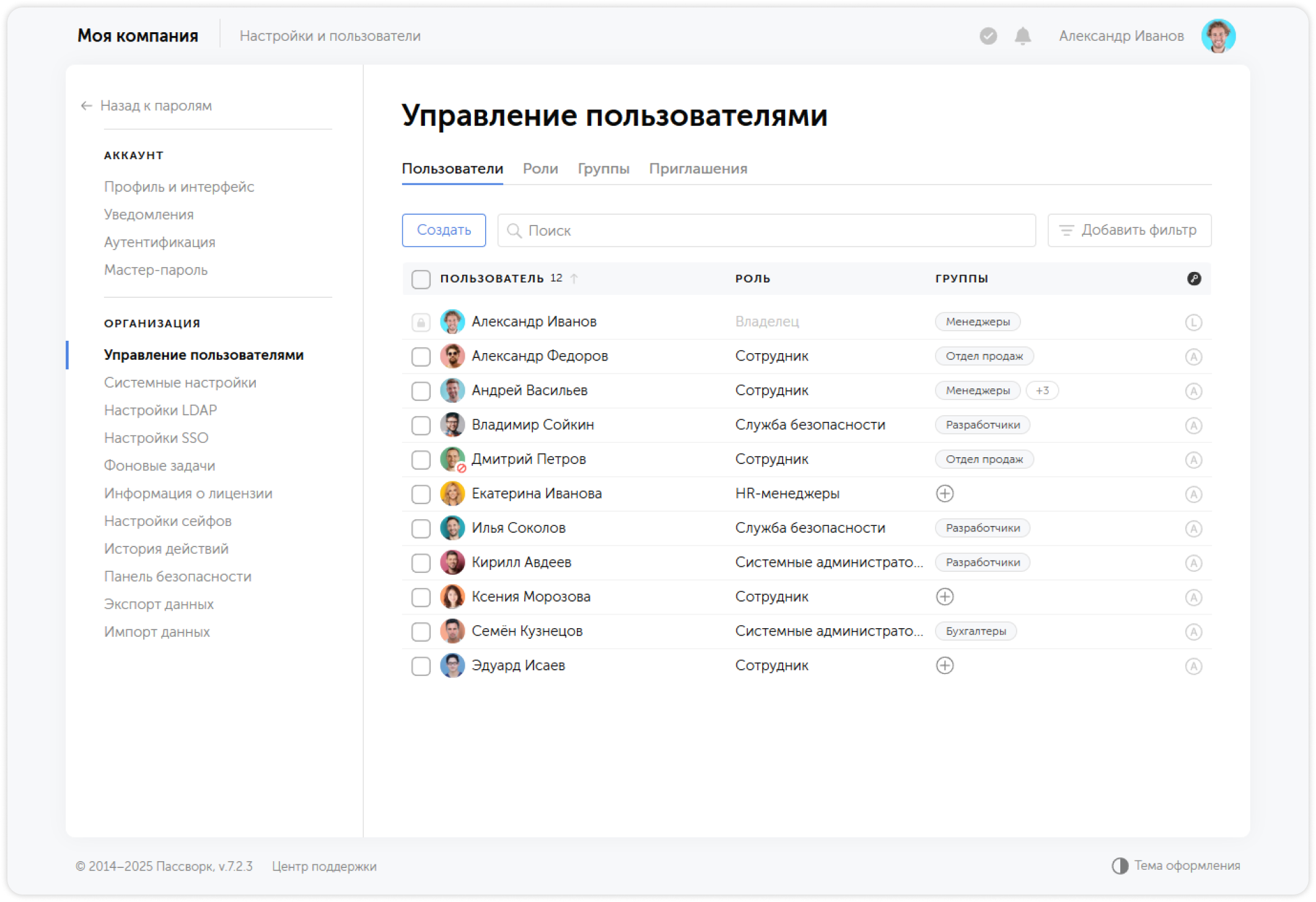 Список пользователей